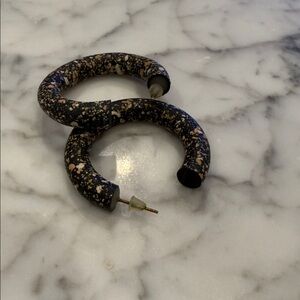 Black and Tan Speckled Hoop Earrings